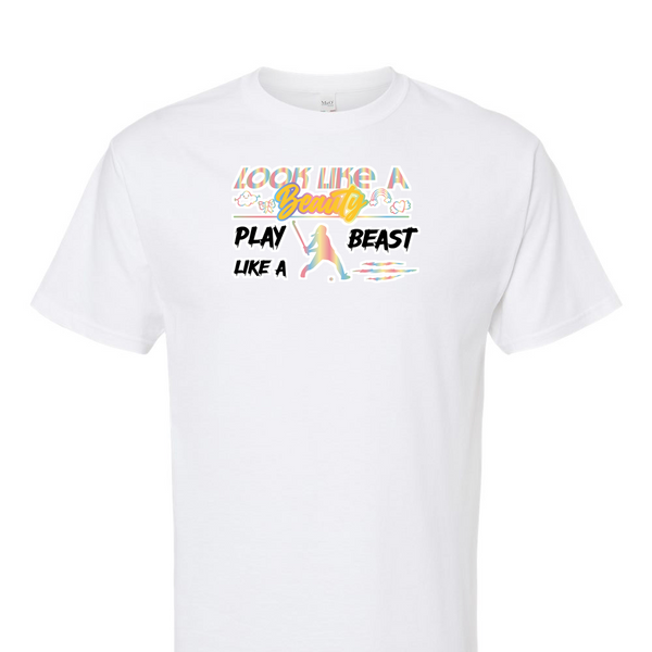 [[color:White]] Look Like A Beauty Play Like A Beast Field Hockey Short Sleeve T-shirt White