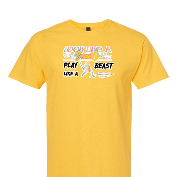 [[color:Daisy]] Look Like A Beauty Play Like A Beast Field Hockey Short Sleeve T-shirt Daisy