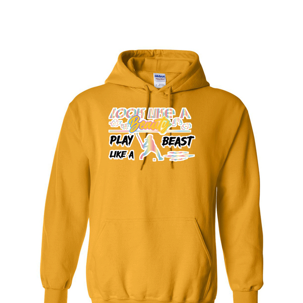 [[color:Gold]] Look Like A Beauty Play Like A Beast Field Hockey Hoodie Gold