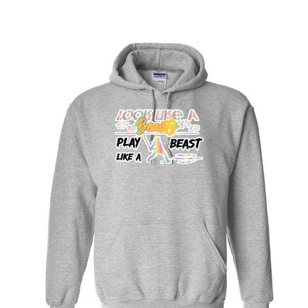 [[color:Sport Grey]] Look Like A Beauty Play Like A Beast Field Hockey Hoodie Sport Grey