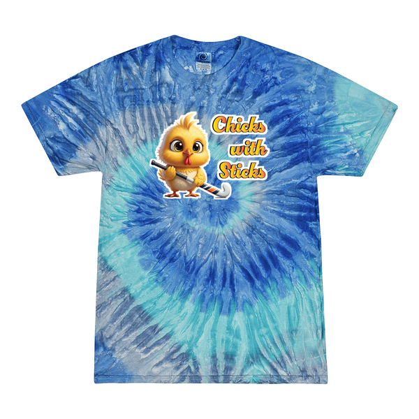 [[color:Blue Jerry]] Chicks With Sticks Field Hockey Tie Dye T-shirt Blue Jerry