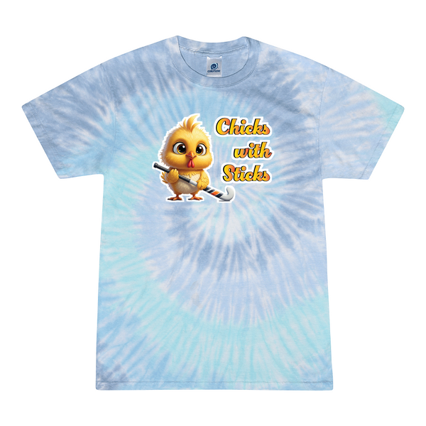 [[color:Lagoon]] Chicks With Sticks Field Hockey Tie Dye T-shirt Lagoon