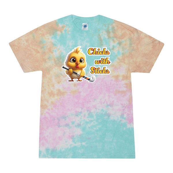 [[color:Snow Cone]] Chicks With Sticks Field Hockey Tie Dye T-shirt Snow Cone
