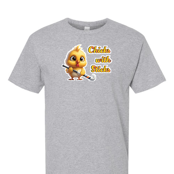 [[color:Sport Grey]] Chicks With Sticks Field Hockey Short Sleeve T-shirt Sport Grey
