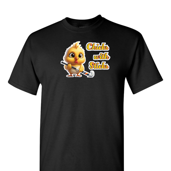 [[color:Black]] Chicks With Sticks Field Hockey Short Sleeve T-shirt Black