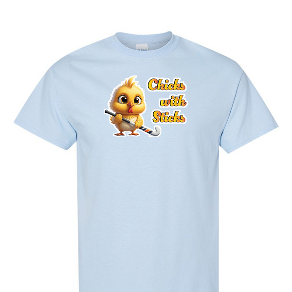 [[color:Light Blue]] Chicks With Sticks Field Hockey Short Sleeve T-shirt Light Blue