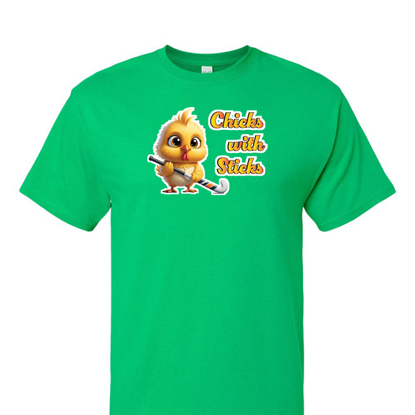 [[color:Irish Green]] Chicks With Sticks Field Hockey Short Sleeve T-shirt Irish Green