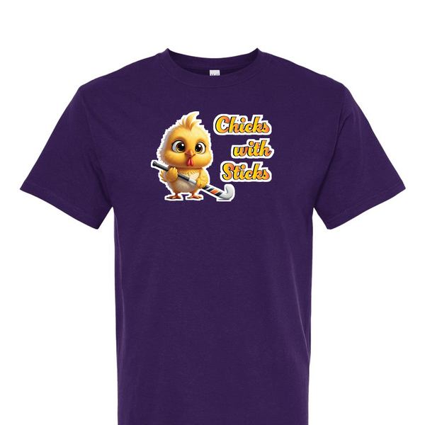 [[color:Purple]] Chicks With Sticks Field Hockey Short Sleeve T-shirt Purple