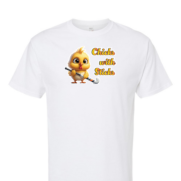 [[color:White]] Chicks With Sticks Field Hockey Short Sleeve T-shirt White