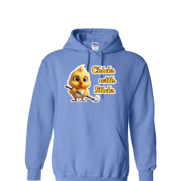 [[color:Carolina Blue]] Chicks With Sticks Field Hockey Hoodie Carolina Blue