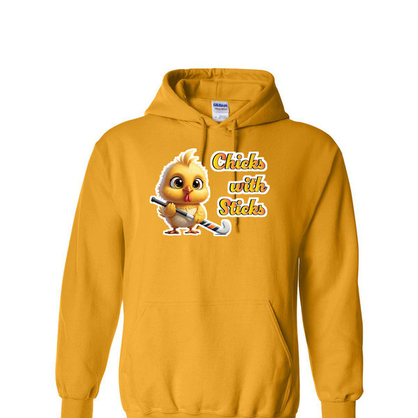 [[color:Gold]] Chicks With Sticks Field Hockey Hoodie Gold
