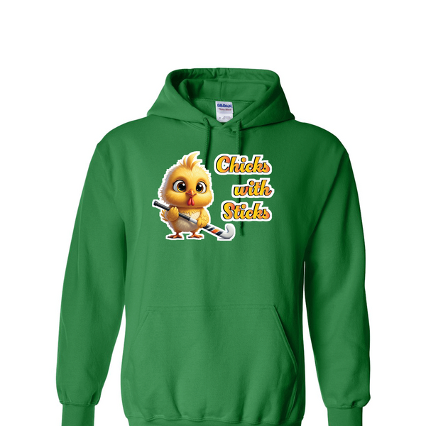 [[color:Irish Green]] Chicks With Sticks Field Hockey Hoodie Irish Green