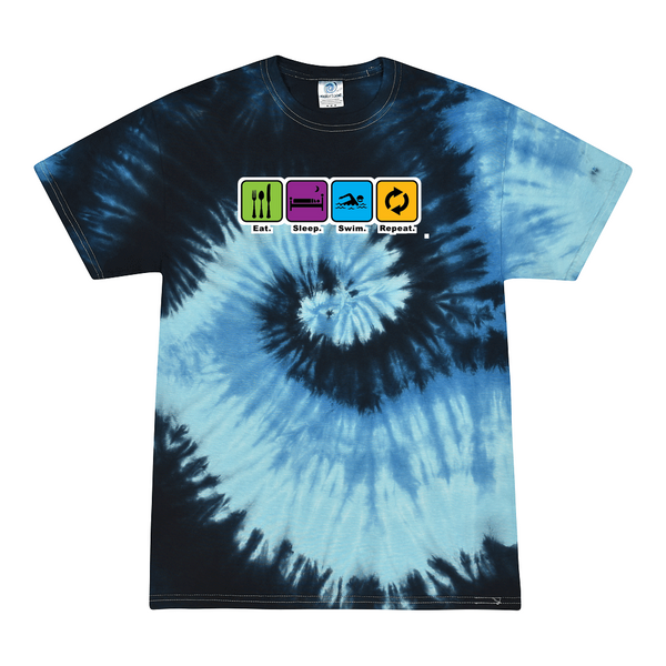 [[color:Blue Ocean]] Eat Sleep Swim Repeat Tie Dye T-shirt Blue Ocean