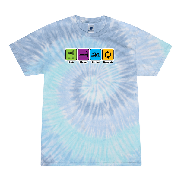 [[color:Lagoon]] Eat Sleep Swim Repeat Tie Dye T-shirt Lagoon