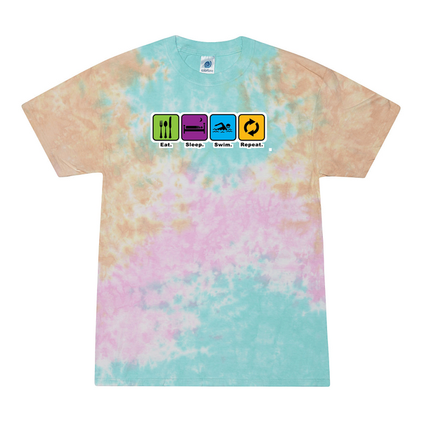 [[color:Snow Cone]] Eat Sleep Swim Repeat Tie Dye T-shirt Snow Cone
