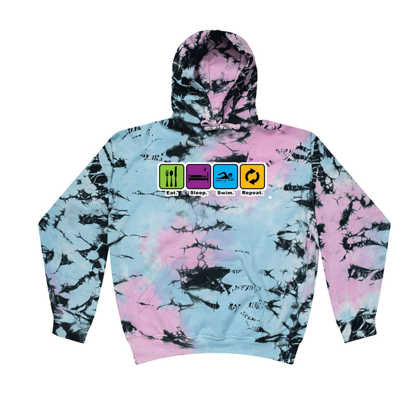 [[color:Dream]] Eat Sleep Swim Repeat Tie Dye Hoodie Dream