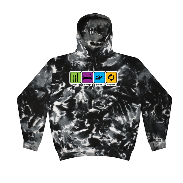 [[color:Multi Black]] Eat Sleep Swim Repeat Tie Dye Hoodie Multi Black