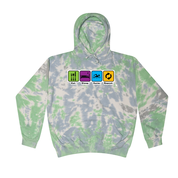 [[color:Slushy]] Eat Sleep Swim Repeat Tie Dye Hoodie Slushy