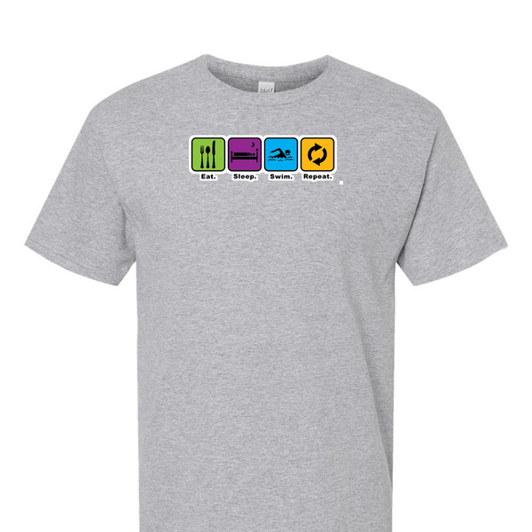 [[color:Sport Grey]] Eat Sleep Swim Repeat Short Sleeve T-shirt Sport Grey