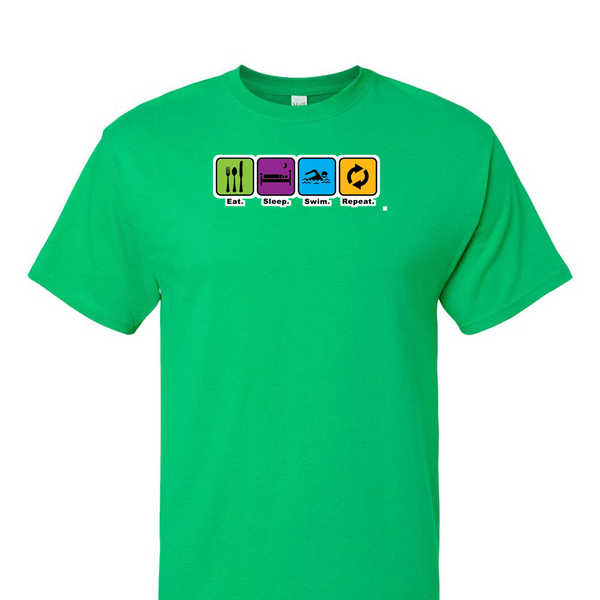 [[color:Irish Green]] Eat Sleep Swim Repeat Short Sleeve T-shirt Irish Green