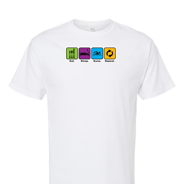 [[color:White]] Eat Sleep Swim Repeat Short Sleeve T-shirt White