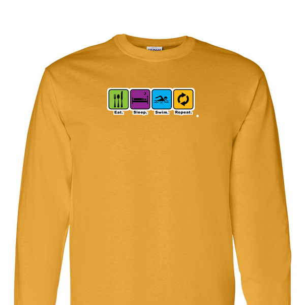 [[color:Gold]] Eat Sleep Swim Repeat Long Sleeve T-shirt Gold