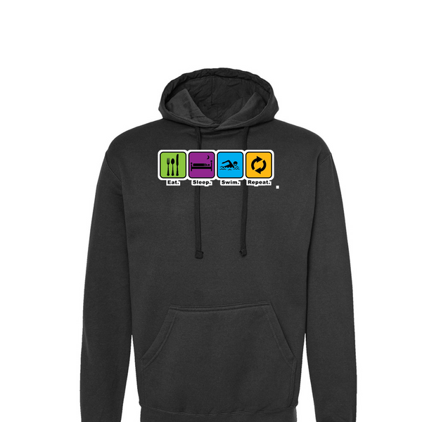 [[color:Black]] Eat Sleep Swim Repeat Hoodie Black