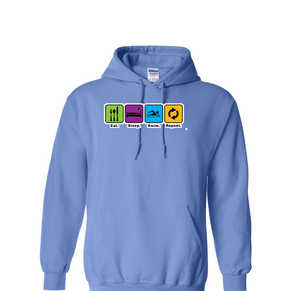 [[color:Carolina Blue]] Eat Sleep Swim Repeat Hoodie Carolina Blue