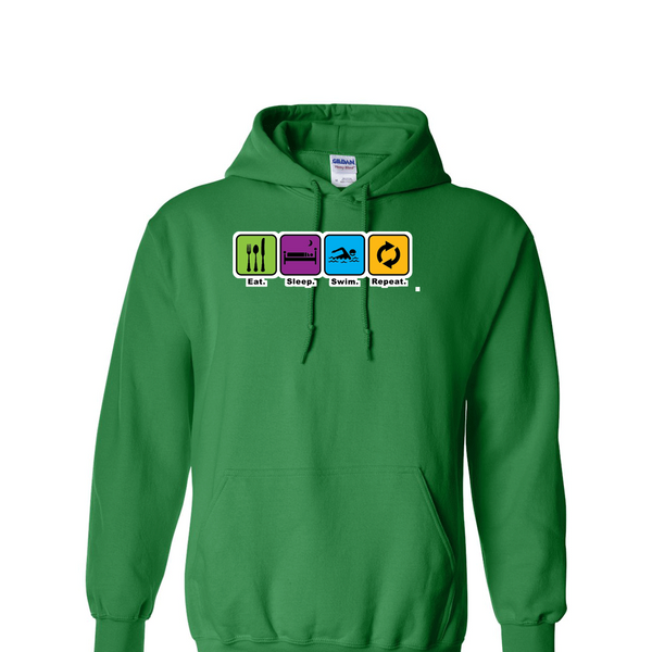 [[color:Irish Green]] Eat Sleep Swim Repeat Hoodie Irish Green
