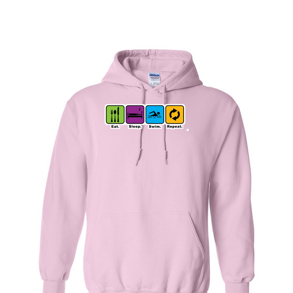 [[color:Light Pink]] Eat Sleep Swim Repeat Hoodie Light Pink