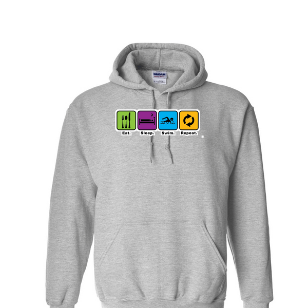 [[color:Sport Grey]] Eat Sleep Swim Repeat Hoodie Sport Grey