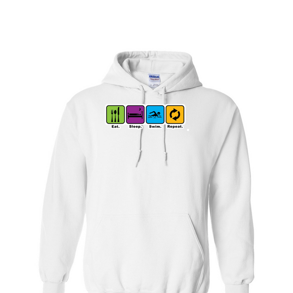 [[color:White]] Eat Sleep Swim Repeat Hoodie White