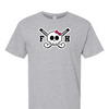 [[color:Sport Grey]] Field Hockey Skull With Bow Short Sleeve T-shirt Sport Grey