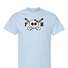 [[color:Light Blue]] Field Hockey Skull With Bow Short Sleeve T-shirt Light Blue