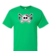 [[color:Irish Green]] Field Hockey Skull With Bow Short Sleeve T-shirt Irish Green