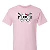 [[color:Light Pink]] Field Hockey Skull With Bow Short Sleeve T-shirt Light Pink