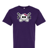 [[color:Purple]] Field Hockey Skull With Bow Short Sleeve T-shirt Purple