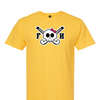 [[color:Daisy]] Field Hockey Skull With Bow Short Sleeve T-shirt Daisy