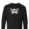 [[color:Black]] Field Hockey Skull With Bow Long Sleeve T-shirt Black