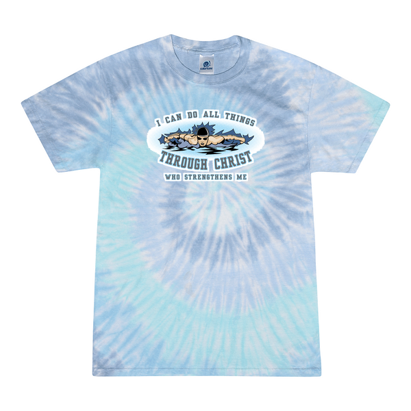 [[color:Lagoon]] I Can Do All Things Swimming Tie Dye T-shirt Lagoon