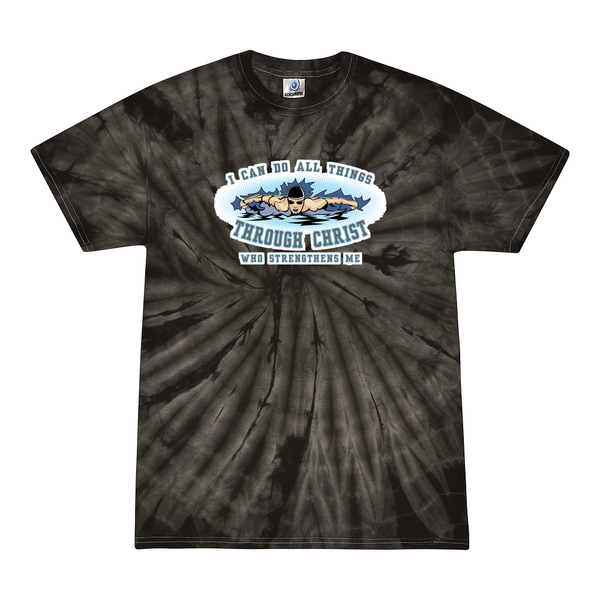 [[color:Spider Black]] I Can Do All Things Swimming Tie Dye T-shirt Spider Black