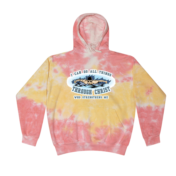 [[color:Funnel Cake]] I Can Do All Things Swimming Tie Dye Hoodie Funnel Cake