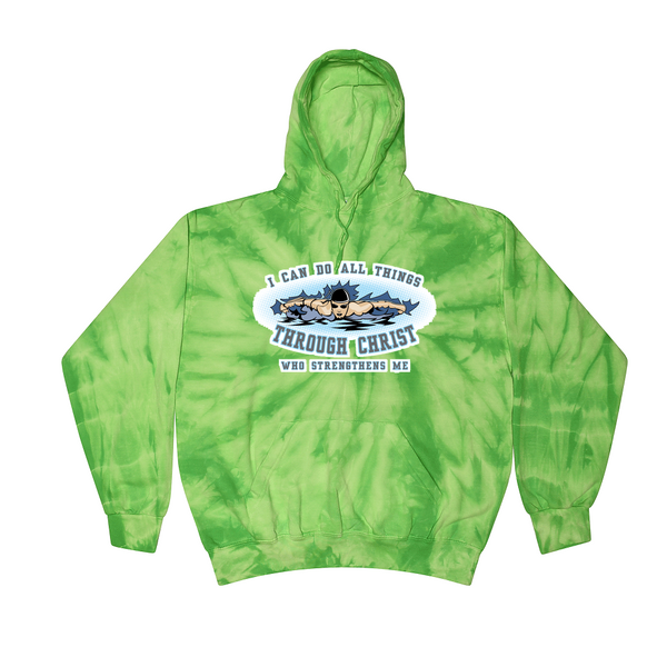 [[color:Spider Lime]] I Can Do All Things Swimming Tie Dye Hoodie Spider Lime