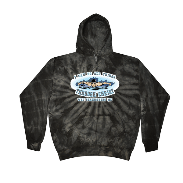 [[color:Spider Black]] I Can Do All Things Swimming Tie Dye Hoodie Spider Black