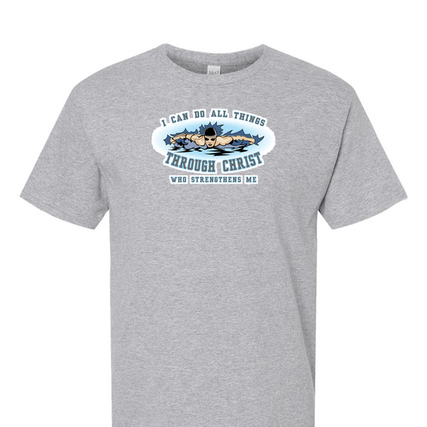 [[color:Sport Grey]] I Can Do All Things Swimming Short Sleeve T-shirt Sport Grey