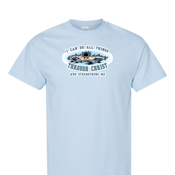 [[color:Light Blue]] I Can Do All Things Swimming Short Sleeve T-shirt Light Blue