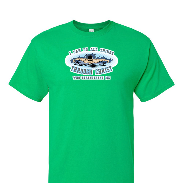 [[color:Irish Green]] I Can Do All Things Swimming Short Sleeve T-shirt Irish Green