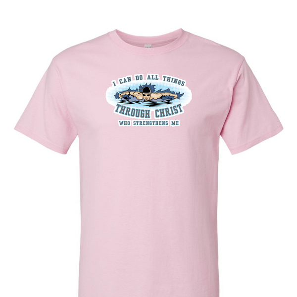 [[color:Light Pink]] I Can Do All Things Swimming Short Sleeve T-shirt Light Pink