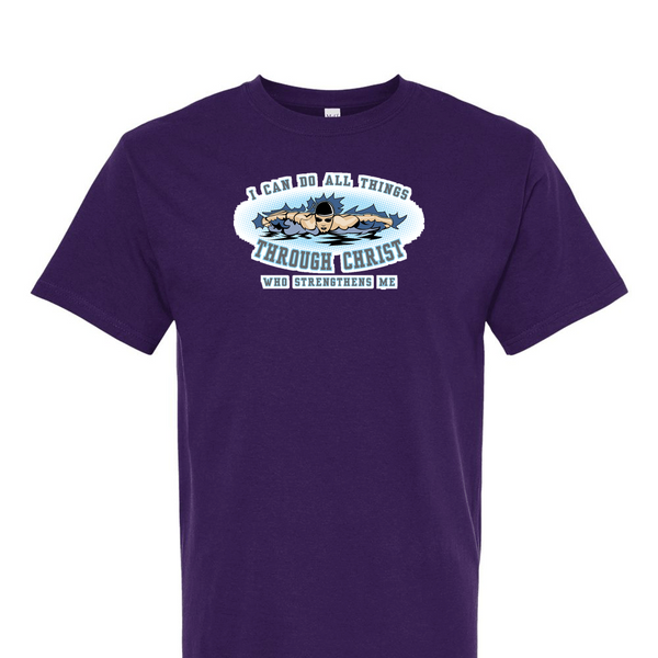[[color:Purple]] I Can Do All Things Swimming Short Sleeve T-shirt Purple