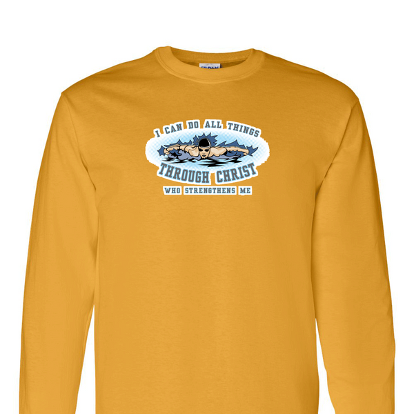 [[color:Gold]] I Can Do All Things Swimming Long Sleeve T-shirt Gold